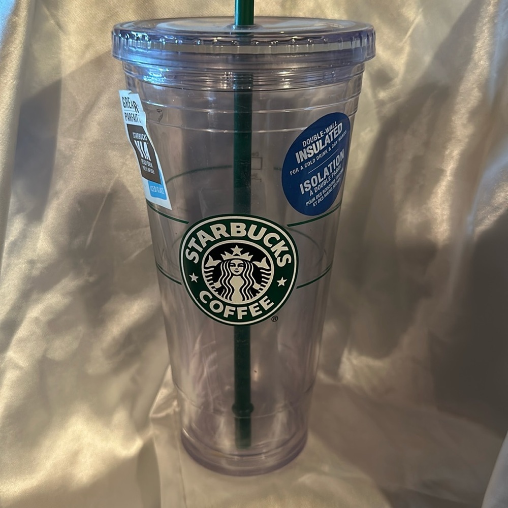 VINTAGE Brand New Venti Sz Starbucks Double Insulated Original Crest w/new straw
